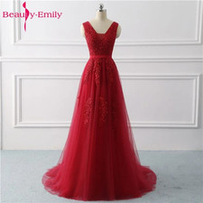 Damen Abendkleider Chifon Hochzeit Brautjungfern Ärmellos, Weinrot, XL (DE42)