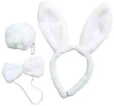 3-teiliges weißes Häschen Set Ostern Welttag des Buches Kostüm Zubehör