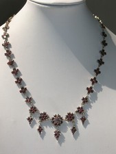 JUGENDSTIL GRANAT COLLIER KETTE GRANATKETTE HANDARBEIT ausgefallen BÖHMEN 1900