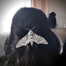 Haarschmuck Haarklammer Haarspange Gothic  Motte Mond Nachtschmetterling