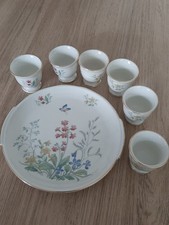 6x vintage Porzellan Eierbecher mit  Tablett Johann Haviland ~ rares Dekor ~