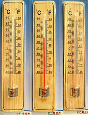 3 Thermometer 20cm Holz Zimmerthermometer Außenthermometer Holzthermometer 3x