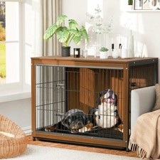 Hundekäfig Hundebox Vintage Holz Beisteltisch Design Haustierkäfig Gitterbox XXL