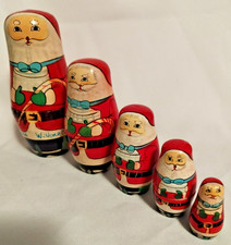 Sehr schöne alte handgefertigte DDR Babuschka Matroschka Weihnachtsmann Nikolaus