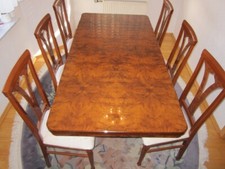 Esszimmer Tisch massiv Wurzelholz Optik Hochglanz mit 6 Stühlen