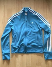 Damen Adidas Sport Jacke Gr 38/M Blau-Weiß, Trainingsjacke, Firebird
