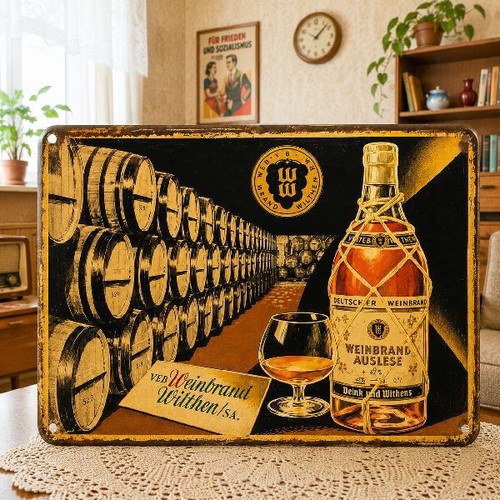Blechschild veb weinbrand - blechschild,