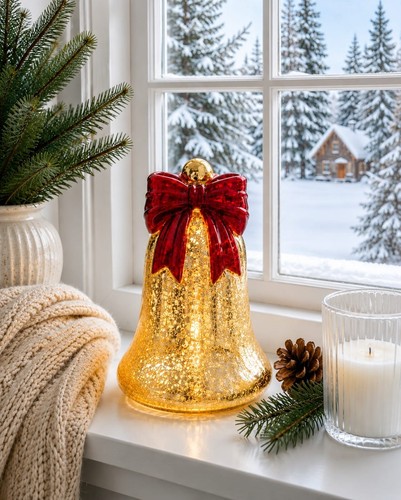 Led glas glocke gold mit - glocke,