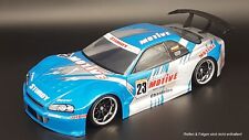 RC CAR DRIFT KAROSSERIE 1:10 "NISSAN SKYLINE GTR R34" DRIFT IN BLAU SILBER