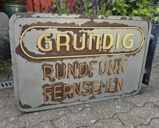 Große Grundig Rundfunk Fernsehen Leuchtreklame Schild  Werbung 50er Jahre 