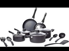 Amazon Basics 15-Teiliges Kochgeschirr Mit Antihaftbeschichtung, Schwarz