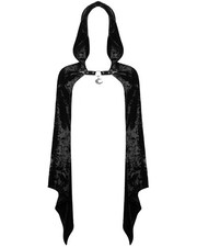 Dark In Love Gothic Hexe Kapuzen Bolero Shrug Top Schwarz Samt Cropped Hoodie
