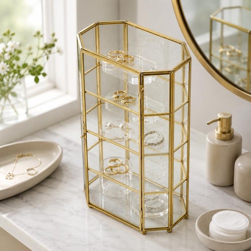 Glasvitrine kompakt goldfarben - glasvitrine,