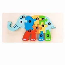 Holzpuzzle Elefant mit Zahlen