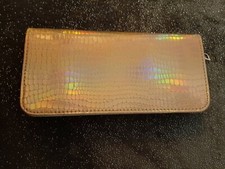 Portemonnaie XXL rosa schimmernd mit Reißverschluss  21x10 cm