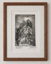 Original Radierung Burg