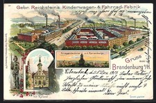 Lithographie Brandenburg a. H., Gebr. Reichstein´s Kinderwagen & Fahrradfabrik, 
