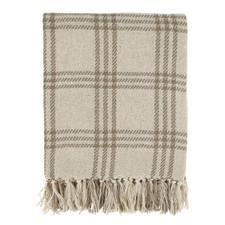 Chic Antique Aix Plaid Garnüberschuss mit Karo Decke kariert beige latte 