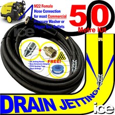 50m HOCHDRUCKREINIGER ABFLUSS KANALRINNE ROHRREINIGUNG SPÜLUNG STRAHLSCHLAUCH DÜSE