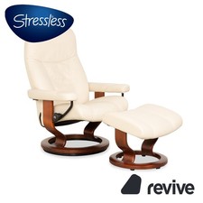 Stressless Consul Leder Holz Sessel Creme Beige Braun manuelle Funktion inkl.