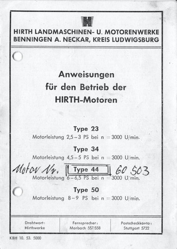 Hirth einachser takt - 2-takt, motoren