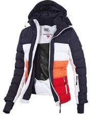 Skianzug blau orange rot weiß