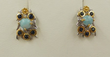 Larimar,  Saphir - Ohrstecker