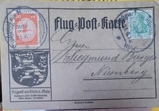 Flugpost Am Rhein und Main,Frankfurt 21.6.1912, Olive Rauen Karton mit Besonderh