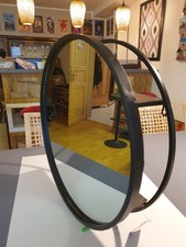 50cm Schwarz Rund Spiegel Wandspiegel mit 2 Regalböden NEU