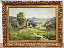 Großes Ölgemälde Schwarzwald Berge sign. K. Bauer antik Kopie Arnold Lyongrün