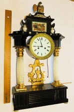 Wiener Portaluhr antik 54cm Stundenschlag Stockuhr Repetition Alabaster Säulen