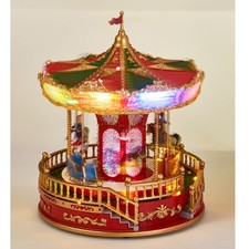 Weihnachtliches LED-Karussell mit Musik und rotierenden Figuren, 23 x 28cm