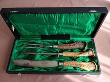 Etui mit 3-tlg. Jagdbesteck /