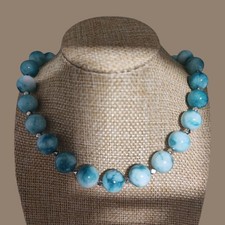 Halskette LARIMAR Perlen 12mm