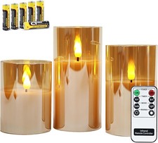 LED Kerzen Set 3er Glas Grau