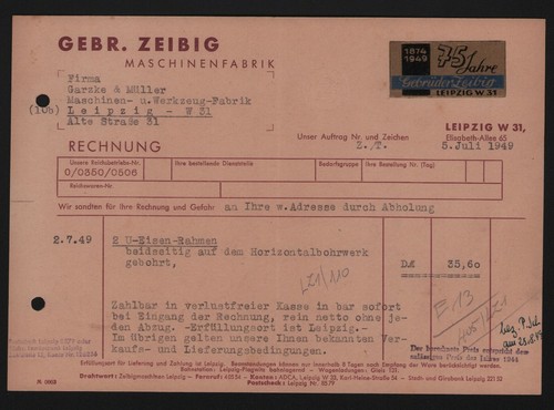 Leipzig rechnung 1949 - rechnung,