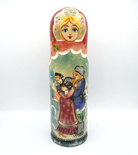 Vintage Matroschka Flaschenhalter Russische Holzpuppe Babuschka Holz Dose #3438