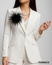 Feder Brosche aus Straußfedern mit Anstecker, Hutaccessoire, Haarclip Baesics 