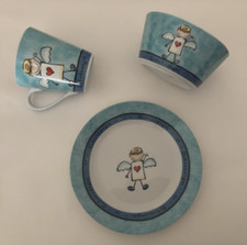 Frühstücksgedeck - "Schutzengel" - Türkisblau - 3-teilig
