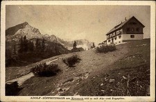 Kreuzeck Bayern Ansichtskarte ~1920/30 Adolf Zöppritz Haus mit Alp und Zugspitze