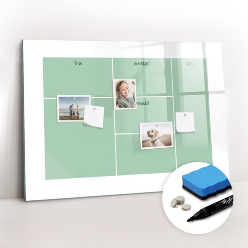 Magnetpinnwand glas mit marker - mit,