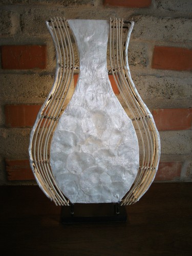 Lampe perlmutt rattan - lampe,