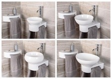 Waschbecken Waschbecken Marmoroptik Bad Garderobe Wandschale Keramik weiß