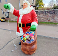 XXL Premium Weihnachtsmann lebensgross 185cm +Sack+Lampe Santa Garten Deko Figur