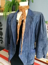 Leder Jacke Damen blau Vintage