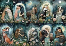 10 schöne Feen & Tiere Karten