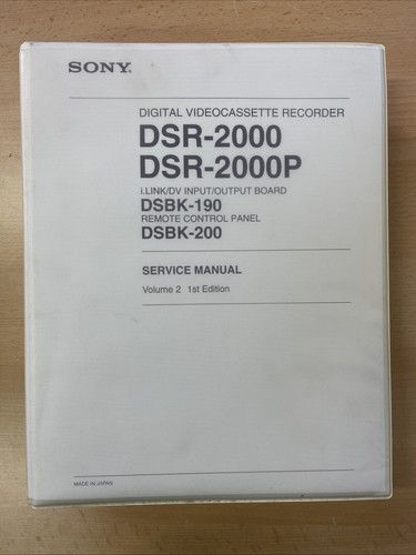 Sony dsr 2000 2000p service - sony,