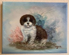 Ölgemälde Welpe Shih Tzu Hund Puppy handgemalt Leinwand 25x20