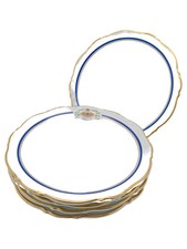 Mitterteich Bavaria Essteller 5tlg Porzellan Weiß Blau Gold Rand 20cm Elegant