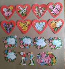 Glanzbilder Oblaten, Herzen, Blumen, Sprüche, Konvolut, MLP 1616,PZB 1353